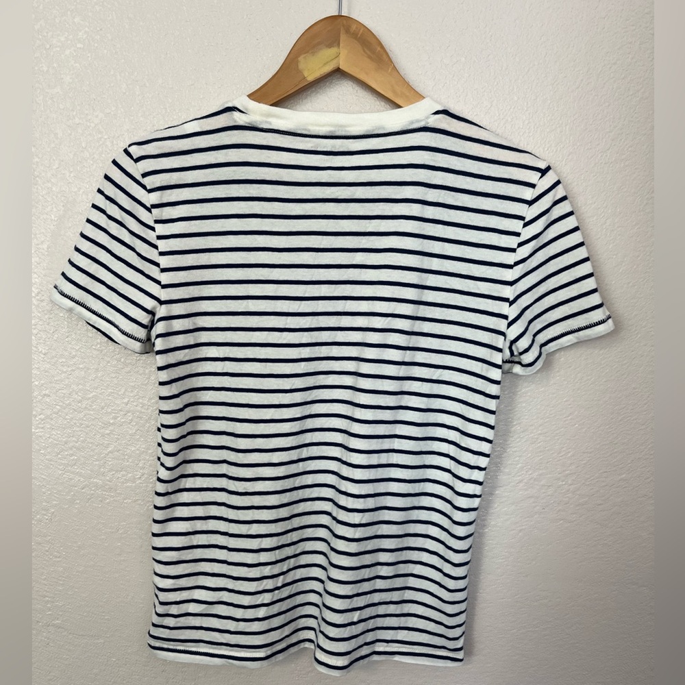 J. Crew Vintage Jersey Classic-Fit Crewneck T-shirt Stripe Navy White XS Cotton - Picture 9 of 10